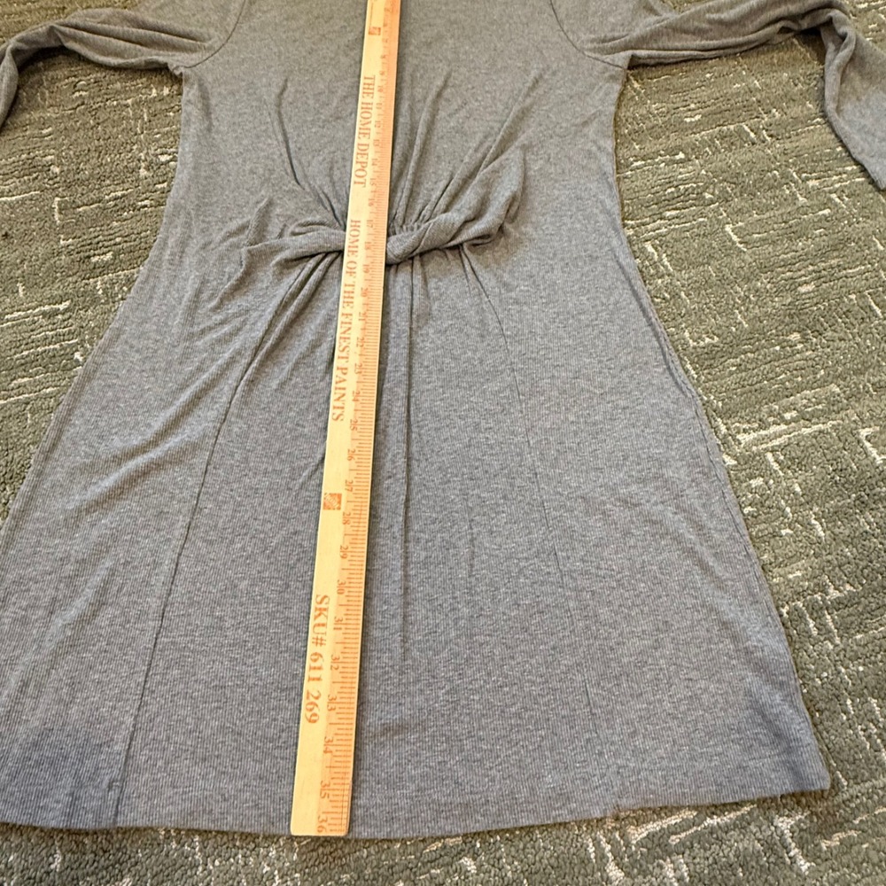 Aerie Womens XL Gray Ribbed Twist Front Long Sleeve T-Shirt Dress New - Picture 4 of 5